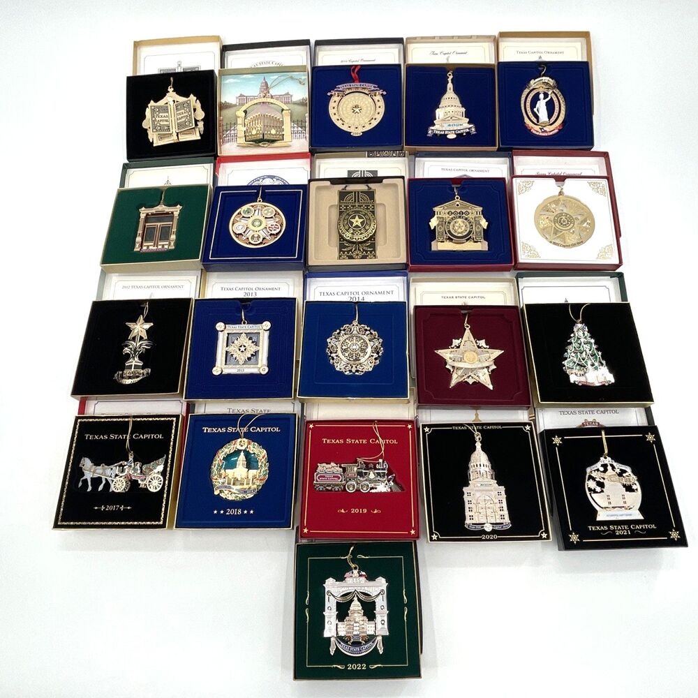 Texas Capitol Ornament Collection 2002- 2022 Lot of 21 Boxes Inserts Christmas